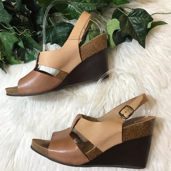 Pedro Iniesta Brown sling back Leather Cork Wedge - Picture 2 of 8